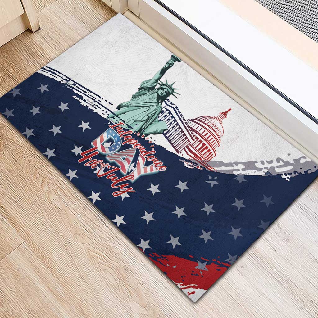 Fourth Of July Rubber Doormat Happy USA Independence Day