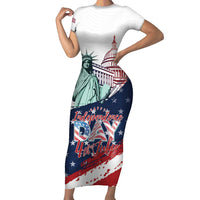 Personalized Fourth Of July Short Sleeve Bodycon Dress Happy USA Independence Day