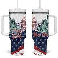 Personalized Fourth Of July Tumbler With Handle Happy USA Independence Day