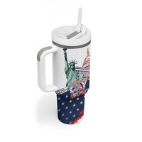 Personalized Fourth Of July Tumbler With Handle Happy USA Independence Day