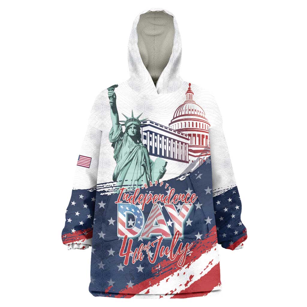 Personalized Fourth Of July Wearable Blanket Hoodie Happy USA Independence Day