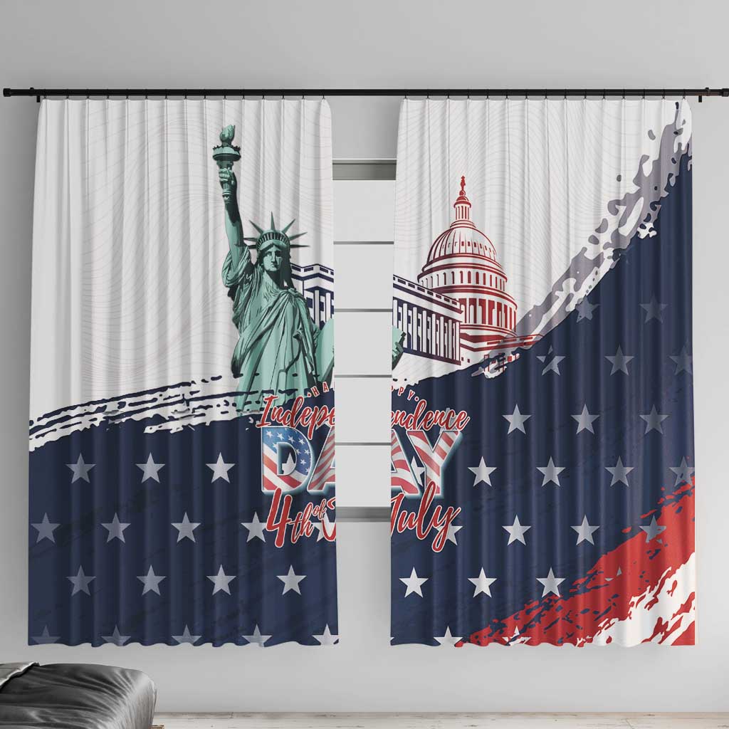 Fourth Of July Window Curtain Happy USA Independence Day