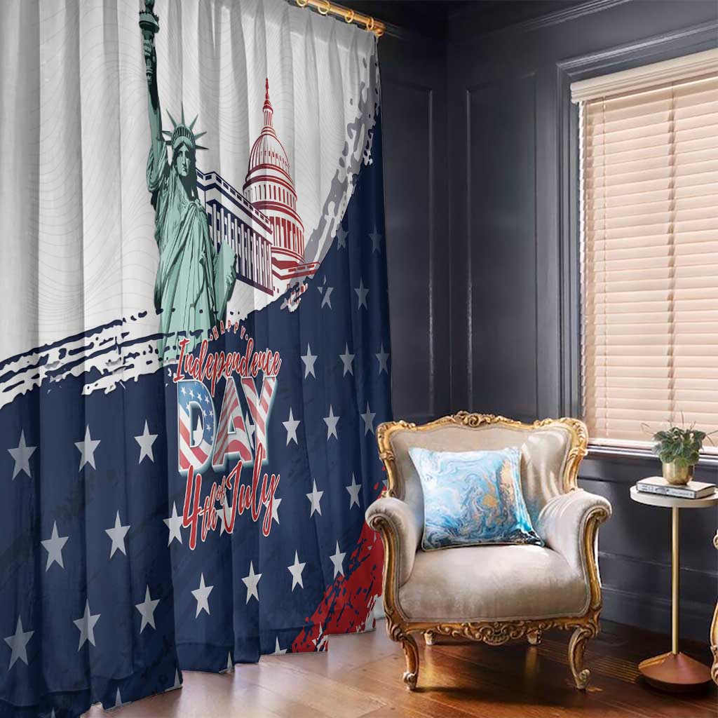 Fourth Of July Window Curtain Happy USA Independence Day
