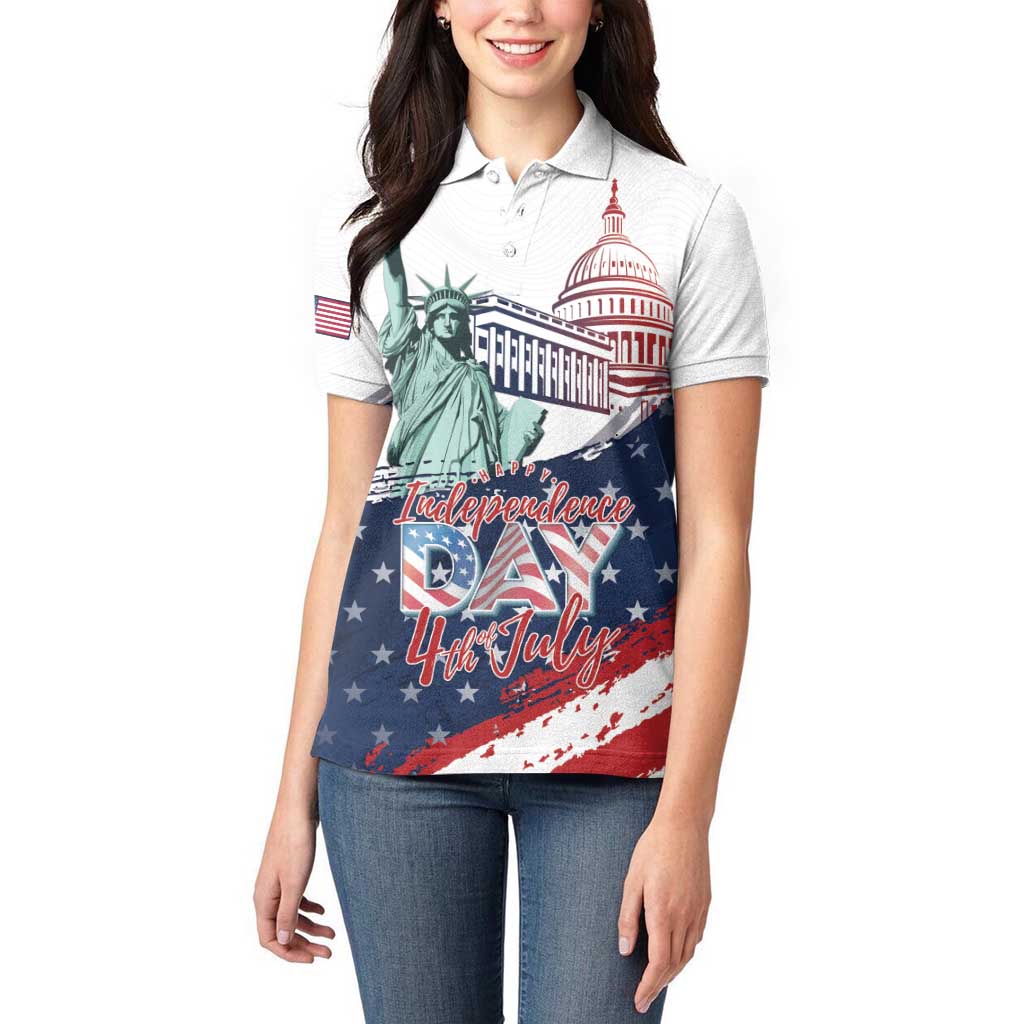 Personalized Fourth Of July Women Polo Shirt Happy USA Independence Day
