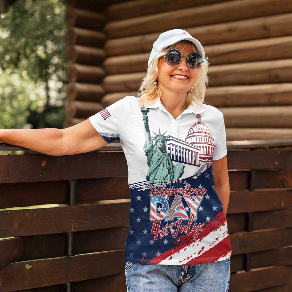 Personalized Fourth Of July Women Polo Shirt Happy USA Independence Day