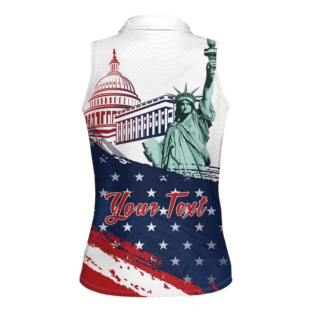 Personalized Fourth Of July Women Sleeveless Polo Shirt Happy USA Independence Day