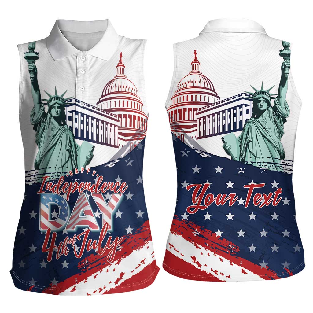 Personalized Fourth Of July Women Sleeveless Polo Shirt Happy USA Independence Day