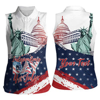 Personalized Fourth Of July Women Sleeveless Polo Shirt Happy USA Independence Day
