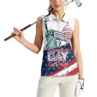 Personalized Fourth Of July Women Sleeveless Polo Shirt Happy USA Independence Day