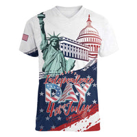 Personalized Fourth Of July Women V-Neck T-Shirt Happy USA Independence Day