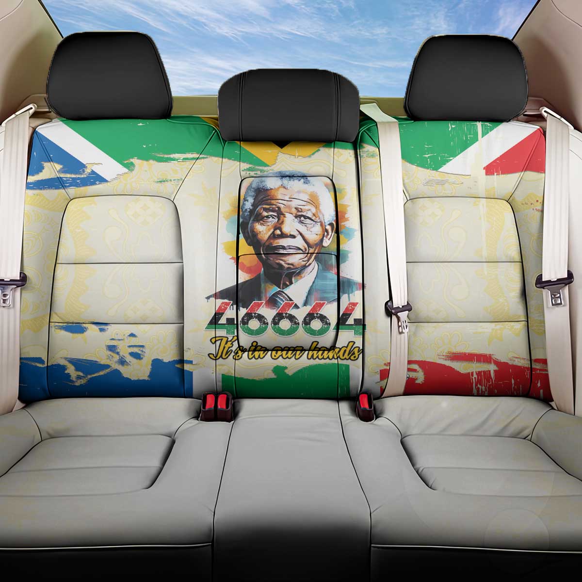 Nelson Mandela International Day 46664 Back Car Seat Cover Its In Our Hands - Batik Pattern