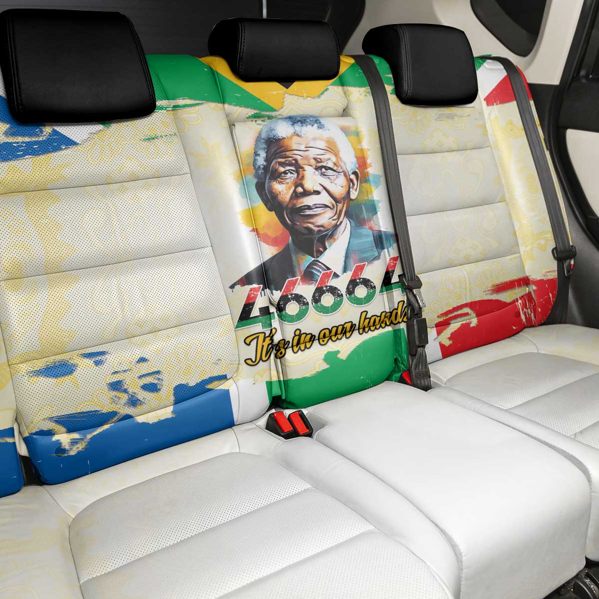 Nelson Mandela International Day 46664 Back Car Seat Cover Its In Our Hands - Batik Pattern