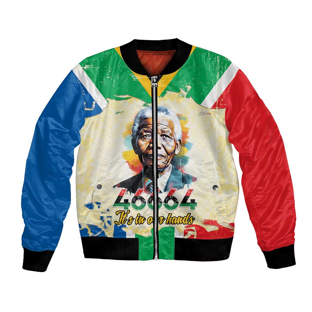 Nelson Mandela International Day 46664 Bomber Jacket Its In Our Hands - Batik Pattern