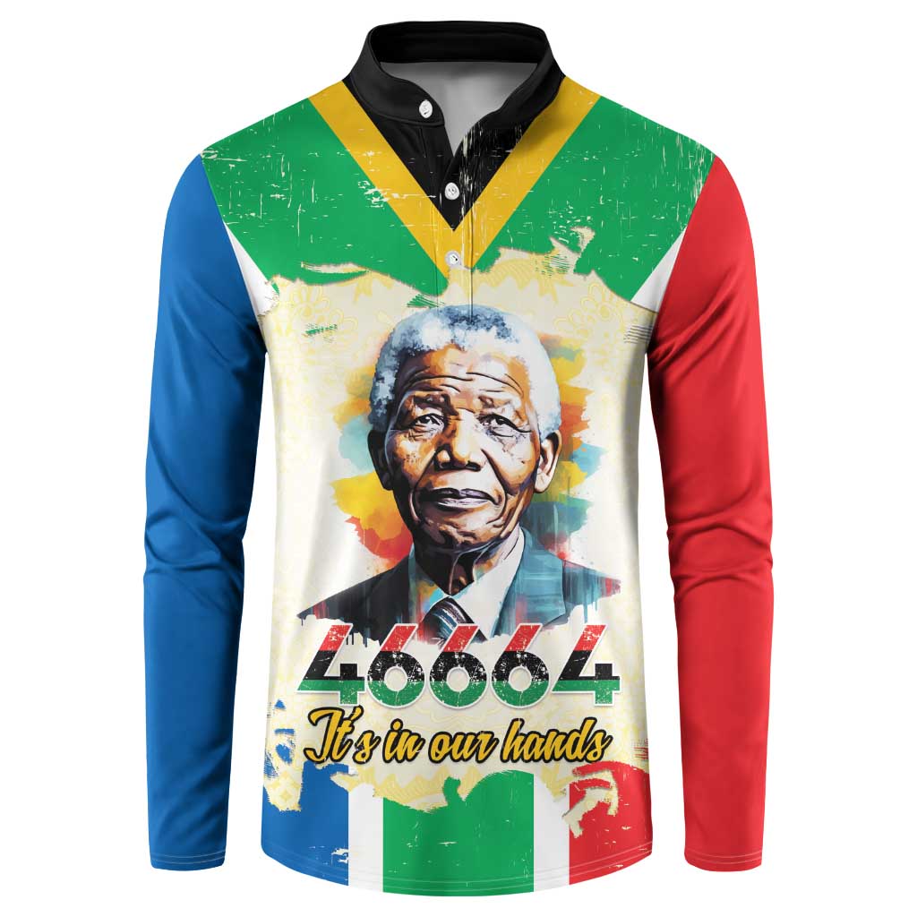 Nelson Mandela International Day 46664 Button Sweatshirt Its In Our Hands - Batik Pattern