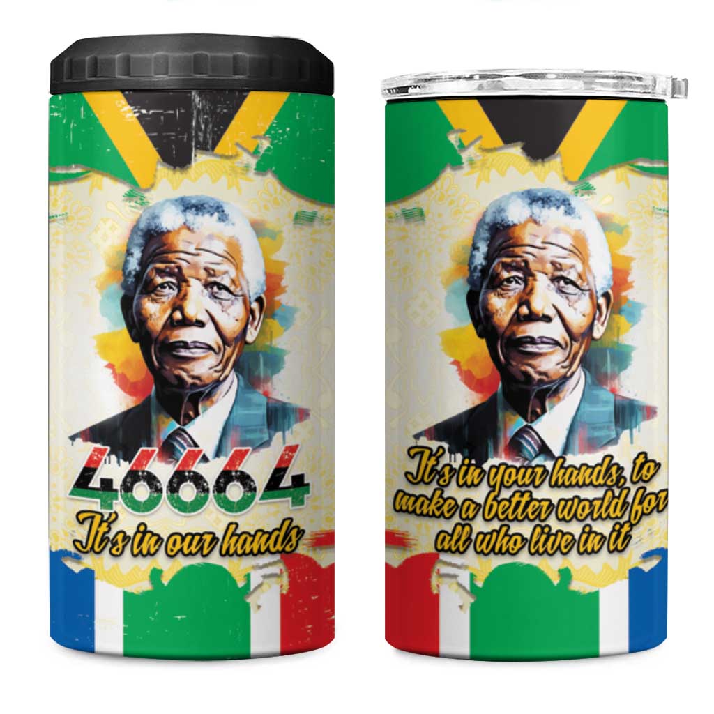 Nelson Mandela International Day 46664 4 in 1 Can Cooler Tumbler Its In Our Hands - Batik Pattern