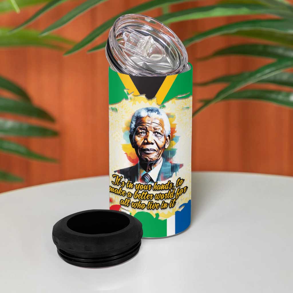 Nelson Mandela International Day 46664 4 in 1 Can Cooler Tumbler Its In Our Hands - Batik Pattern