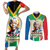 Nelson Mandela International Day 46664 Couples Matching Short Sleeve Bodycon Dress and Long Sleeve Button Shirt Its In Our Hands - Batik Pattern
