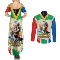 Nelson Mandela International Day 46664 Couples Matching Summer Maxi Dress and Long Sleeve Button Shirt Its In Our Hands - Batik Pattern