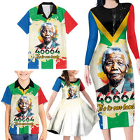 Nelson Mandela International Day 46664 Family Matching Long Sleeve Bodycon Dress and Hawaiian Shirt Its In Our Hands - Batik Pattern