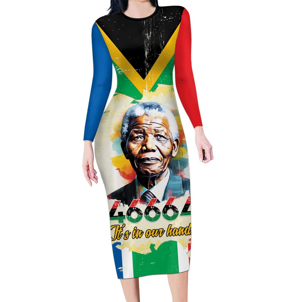 Nelson Mandela International Day 46664 Family Matching Long Sleeve Bodycon Dress and Hawaiian Shirt Its In Our Hands - Batik Pattern