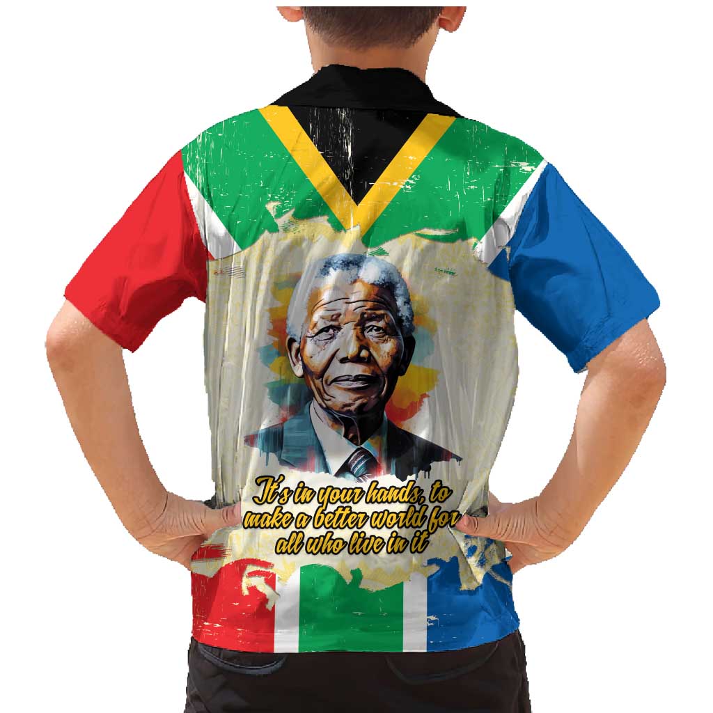 Nelson Mandela International Day 46664 Family Matching Mermaid Dress and Hawaiian Shirt Its In Our Hands - Batik Pattern