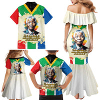 Nelson Mandela International Day 46664 Family Matching Mermaid Dress and Hawaiian Shirt Its In Our Hands - Batik Pattern