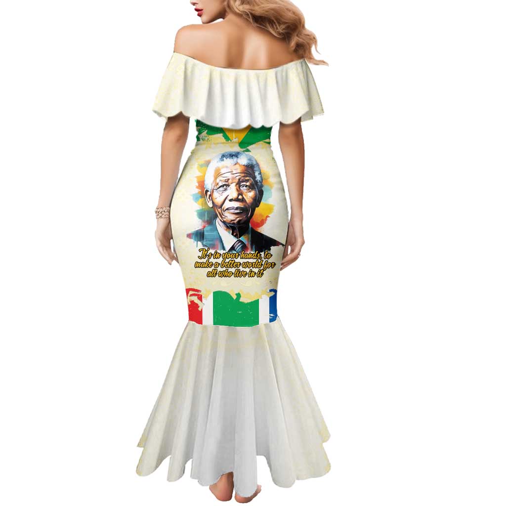 Nelson Mandela International Day 46664 Family Matching Mermaid Dress and Hawaiian Shirt Its In Our Hands - Batik Pattern