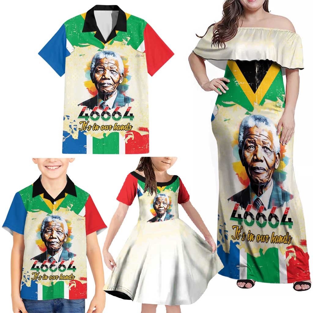 Nelson Mandela International Day 46664 Family Matching Off Shoulder Maxi Dress and Hawaiian Shirt Its In Our Hands - Batik Pattern