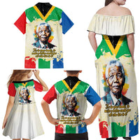 Nelson Mandela International Day 46664 Family Matching Off Shoulder Maxi Dress and Hawaiian Shirt Its In Our Hands - Batik Pattern