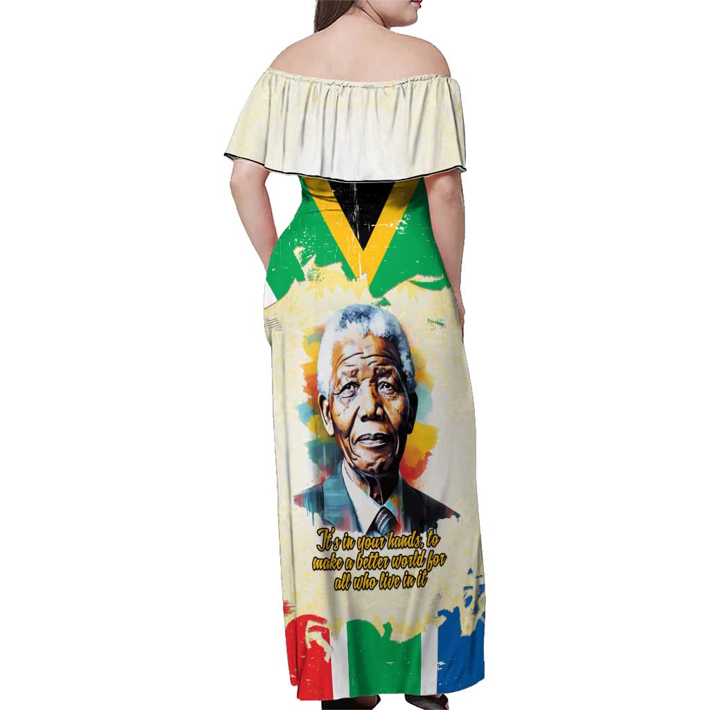 Nelson Mandela International Day 46664 Family Matching Off Shoulder Maxi Dress and Hawaiian Shirt Its In Our Hands - Batik Pattern