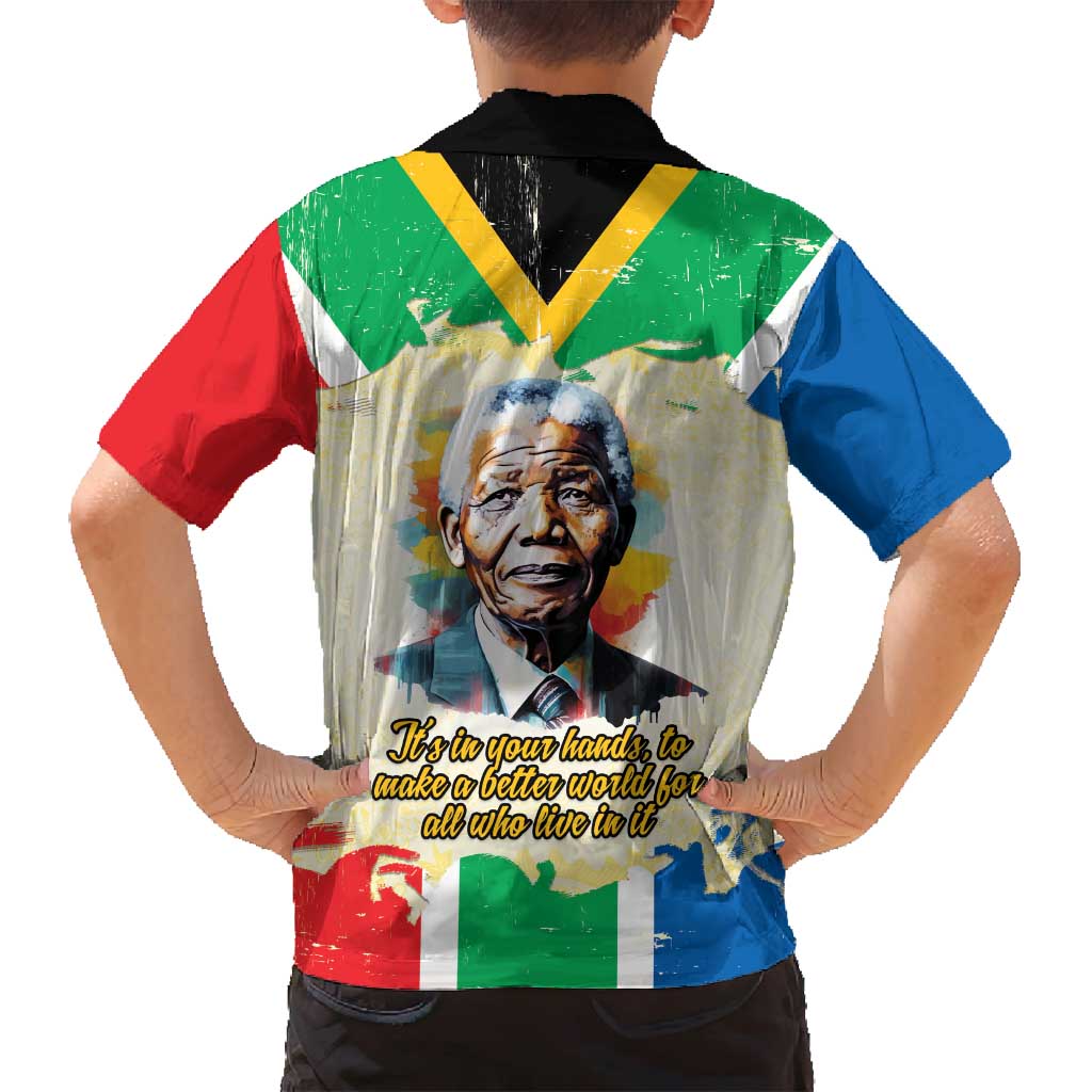 Nelson Mandela International Day 46664 Family Matching Off Shoulder Short Dress and Hawaiian Shirt Its In Our Hands - Batik Pattern