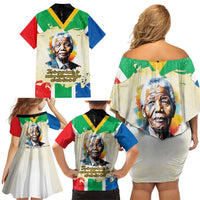 Nelson Mandela International Day 46664 Family Matching Off Shoulder Short Dress and Hawaiian Shirt Its In Our Hands - Batik Pattern