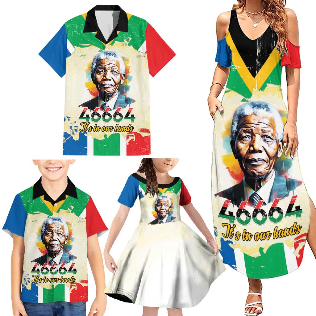 Nelson Mandela International Day 46664 Family Matching Summer Maxi Dress and Hawaiian Shirt Its In Our Hands - Batik Pattern