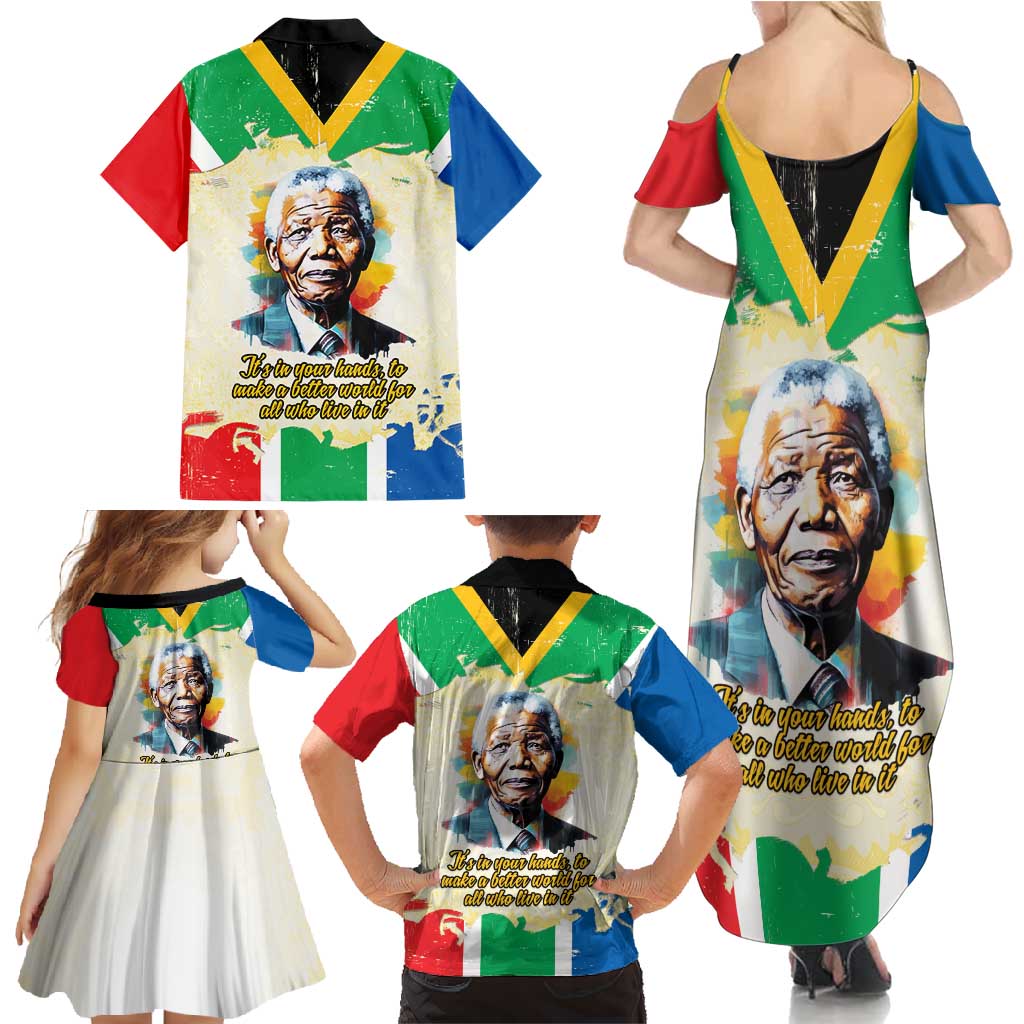 Nelson Mandela International Day 46664 Family Matching Summer Maxi Dress and Hawaiian Shirt Its In Our Hands - Batik Pattern
