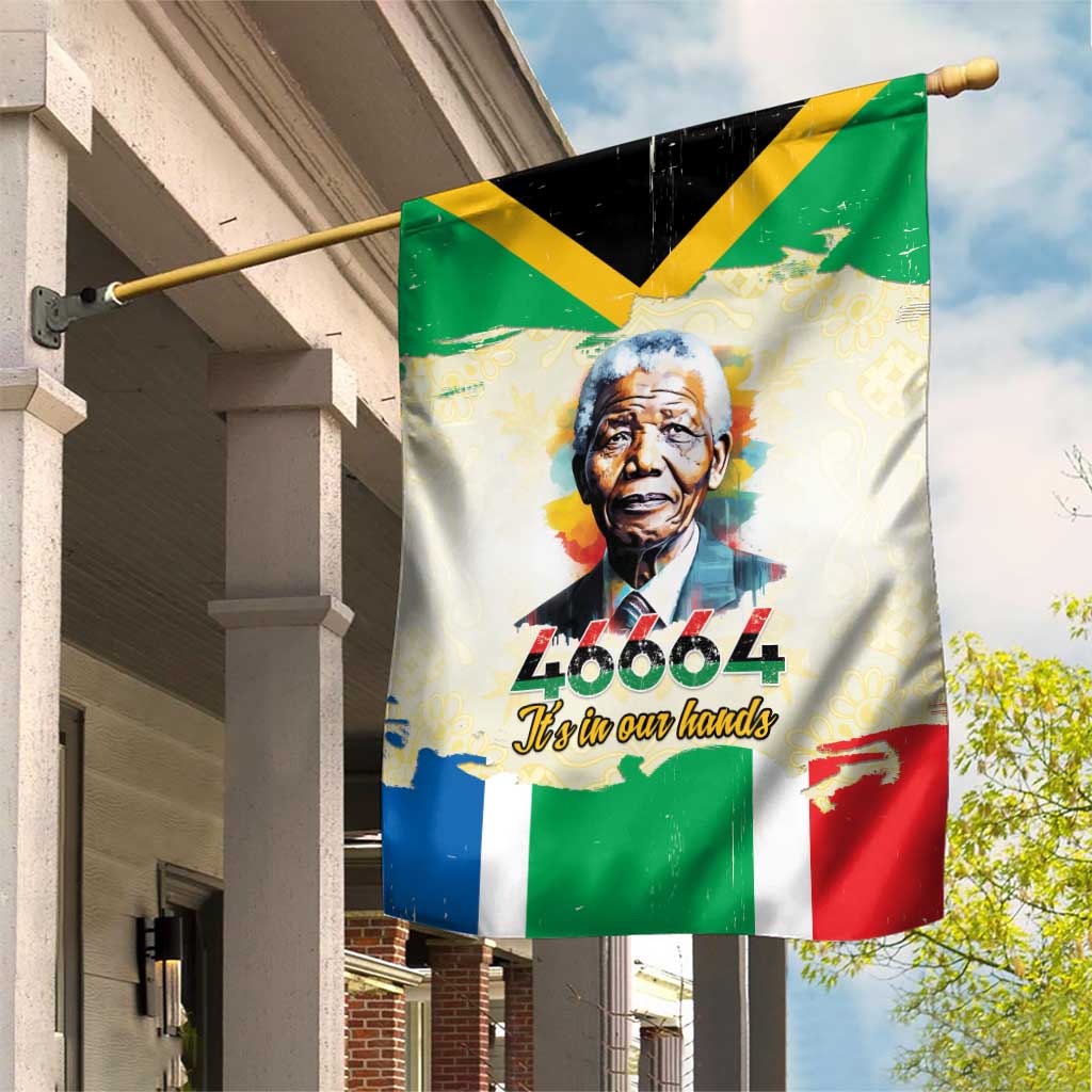 Nelson Mandela International Day 46664 Garden Flag Its In Our Hands - Batik Pattern