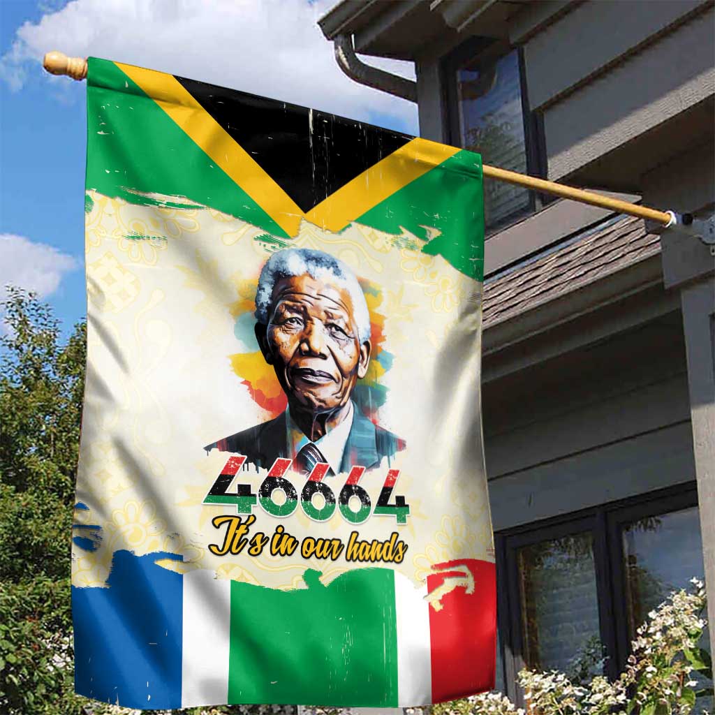 Nelson Mandela International Day 46664 Garden Flag Its In Our Hands - Batik Pattern