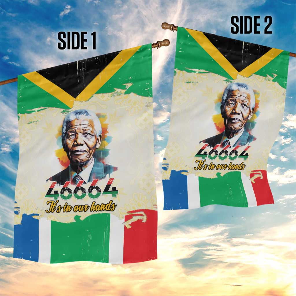 Nelson Mandela International Day 46664 Garden Flag Its In Our Hands - Batik Pattern