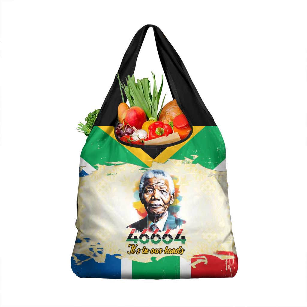 Nelson Mandela International Day 46664 Grocery Bag Its In Our Hands - Batik Pattern