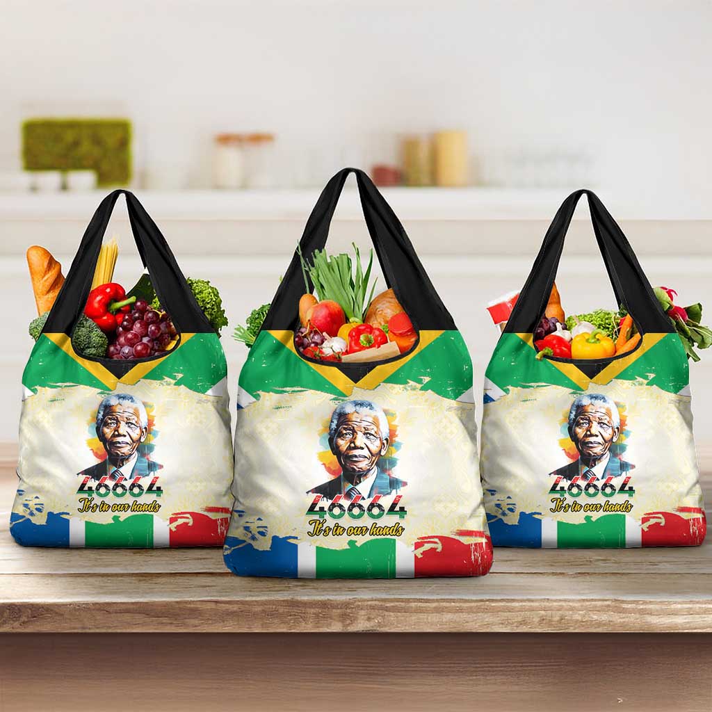 Nelson Mandela International Day 46664 Grocery Bag Its In Our Hands - Batik Pattern