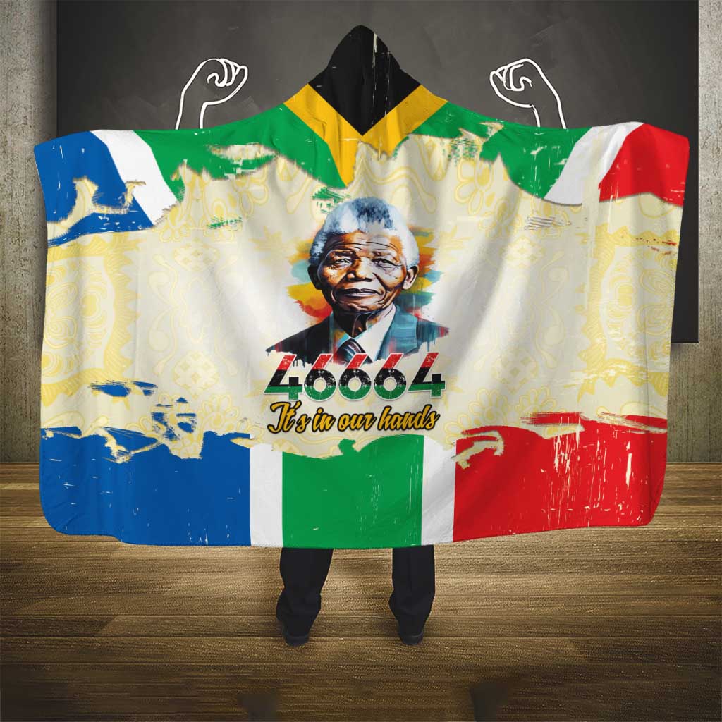 Nelson Mandela International Day 46664 Hooded Blanket Its In Our Hands - Batik Pattern