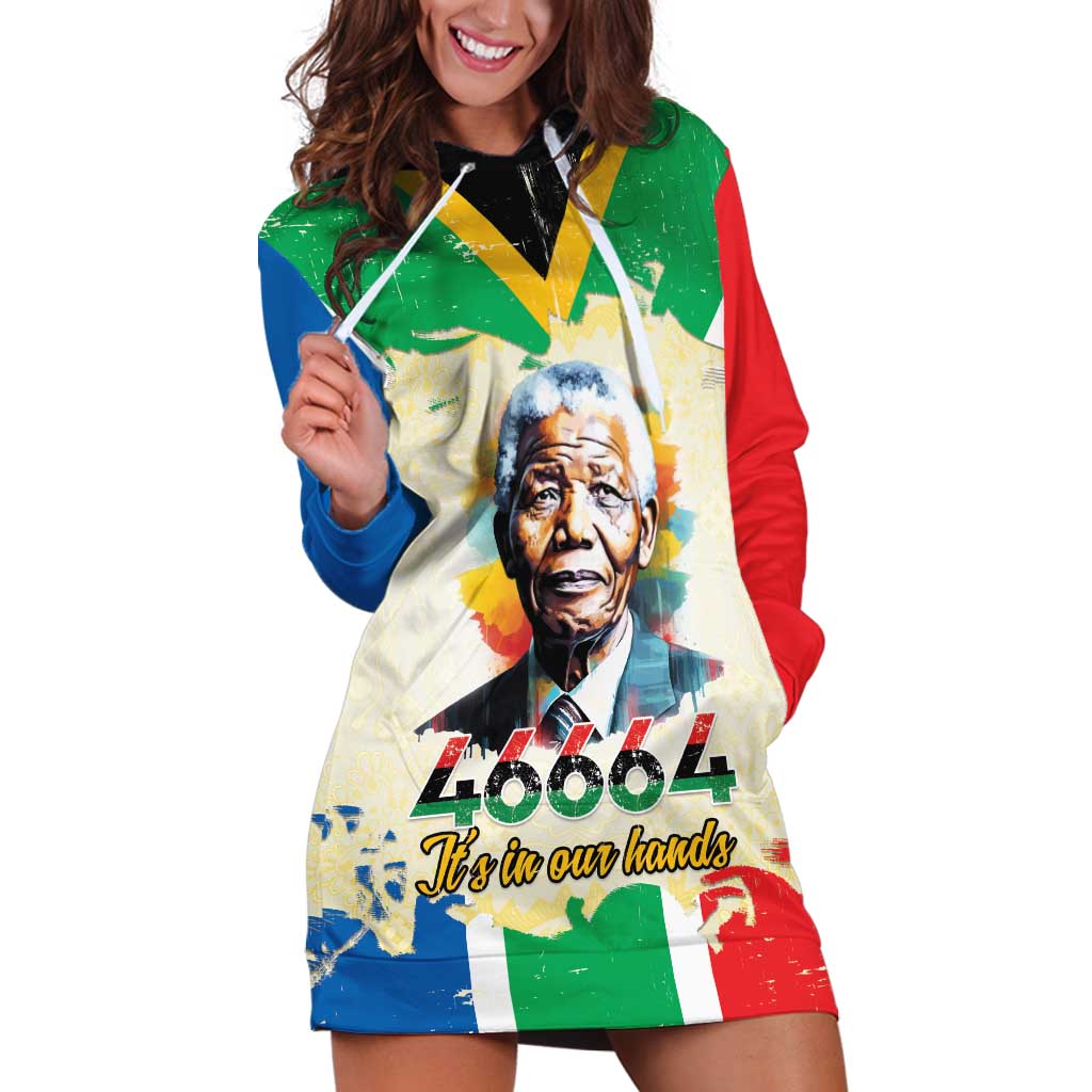 Nelson Mandela International Day 46664 Hoodie Dress Its In Our Hands - Batik Pattern