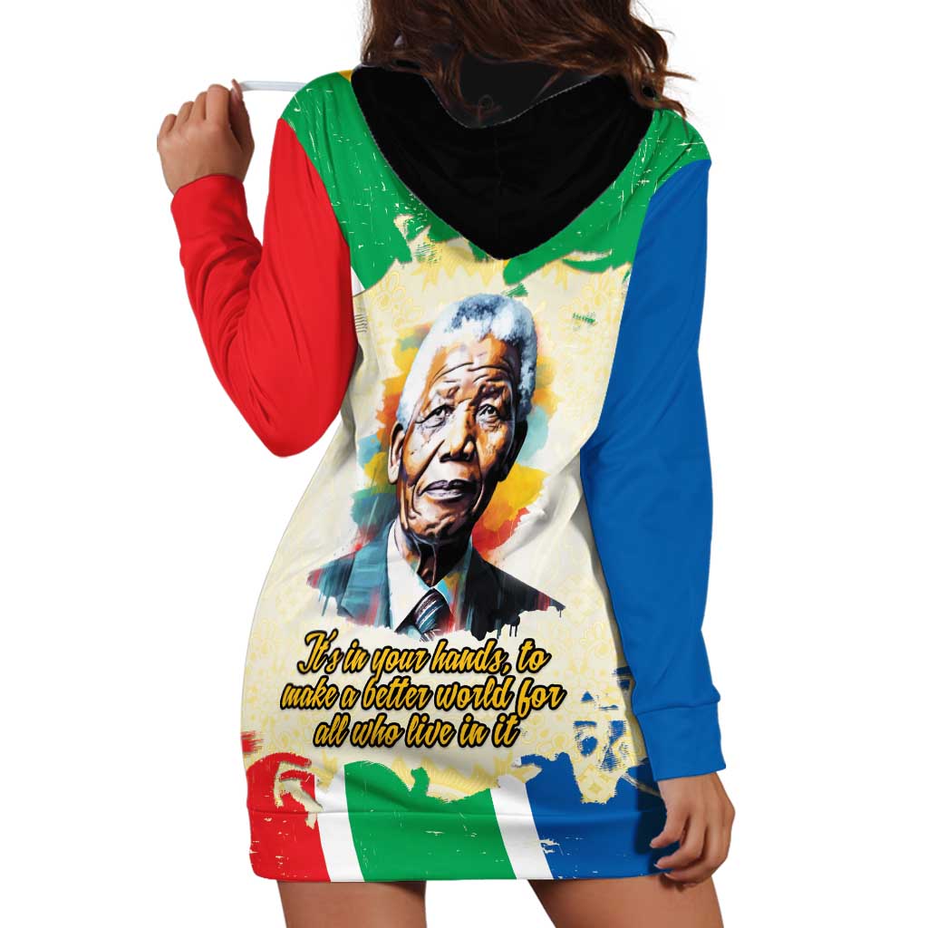 Nelson Mandela International Day 46664 Hoodie Dress Its In Our Hands - Batik Pattern