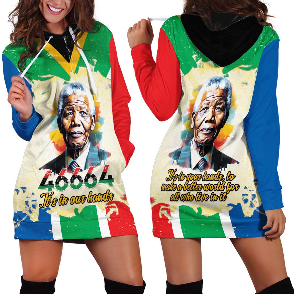 Nelson Mandela International Day 46664 Hoodie Dress Its In Our Hands - Batik Pattern