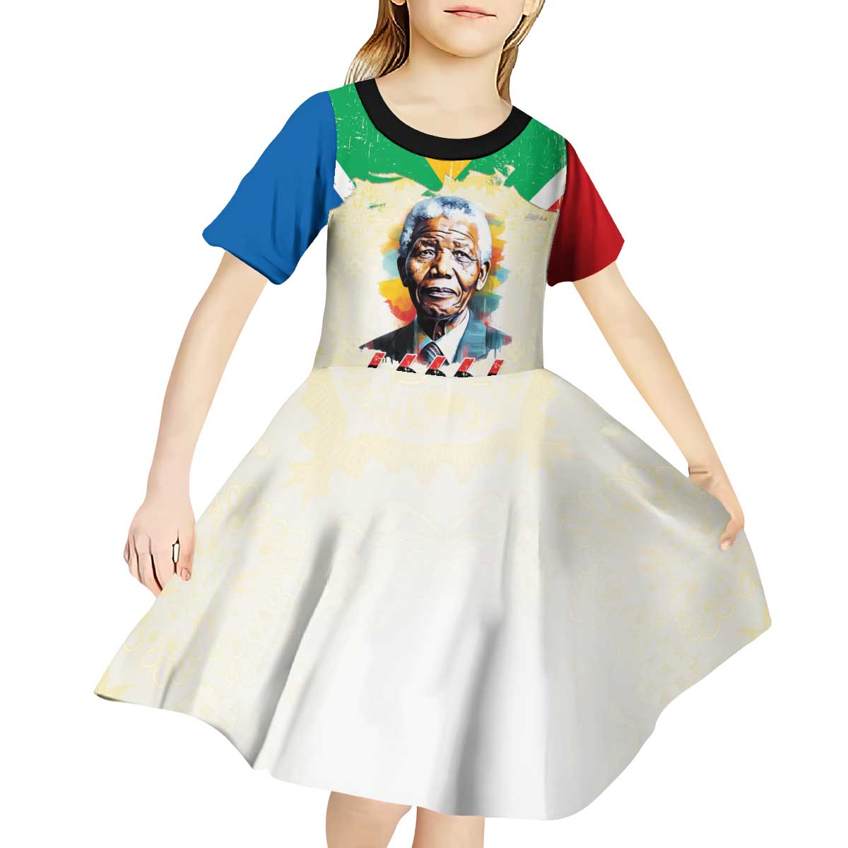 Nelson Mandela International Day 46664 Kid Short Sleeve Dress Its In Our Hands - Batik Pattern