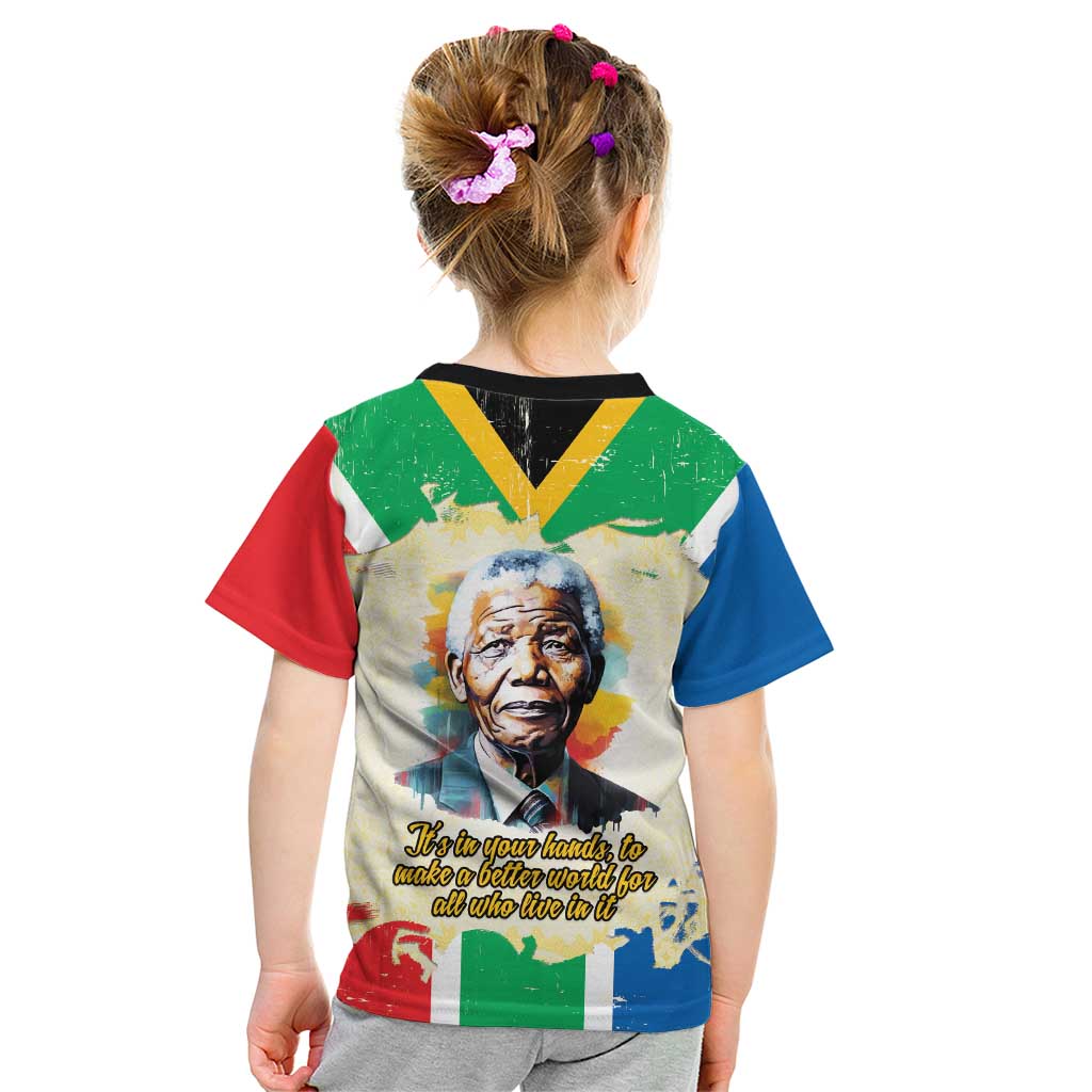 Nelson Mandela International Day 46664 Kid T Shirt Its In Our Hands - Batik Pattern