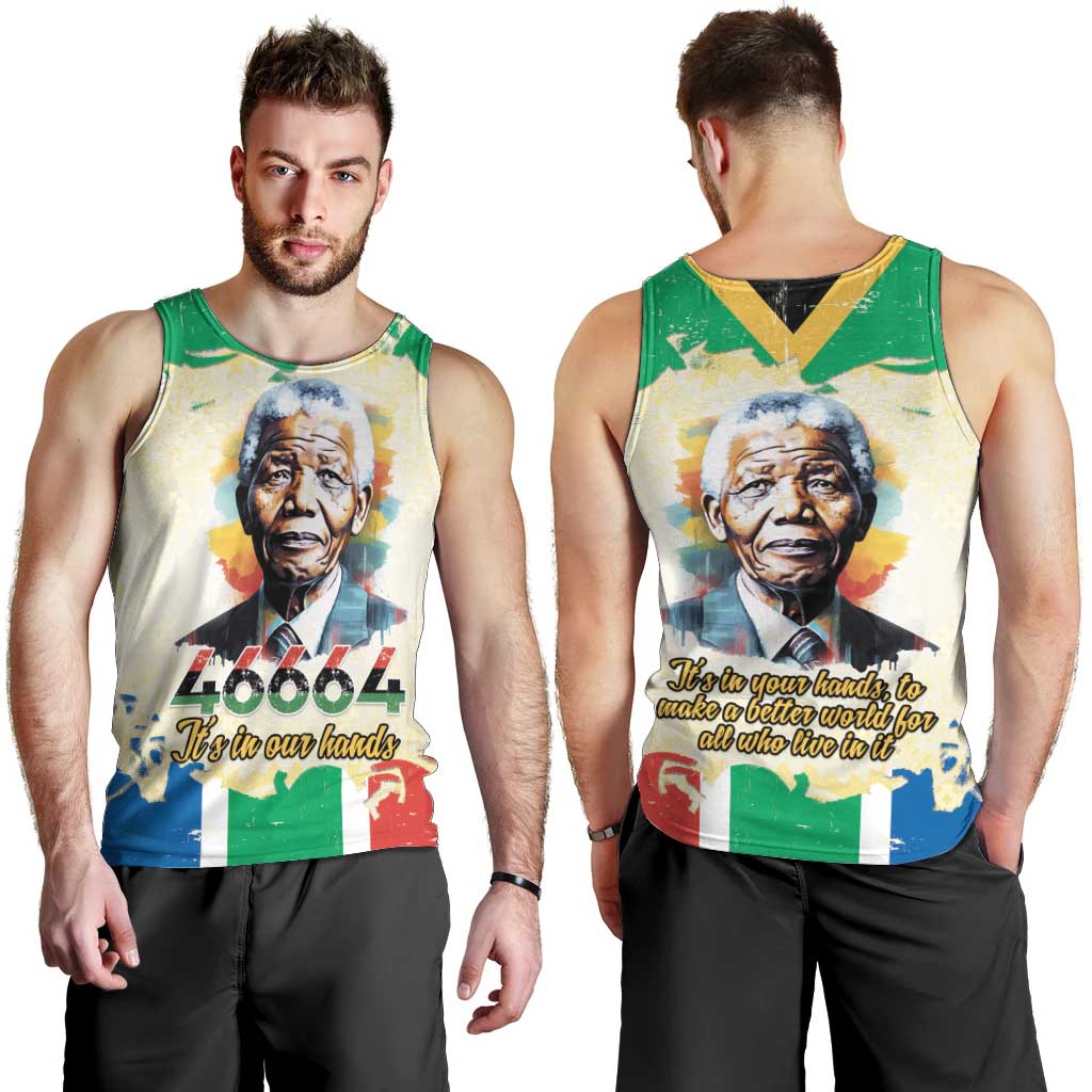 Nelson Mandela International Day 46664 Men Tank Top Its In Our Hands - Batik Pattern