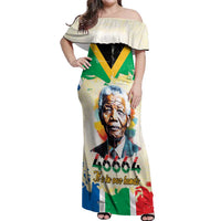 Nelson Mandela International Day 46664 Off Shoulder Maxi Dress Its In Our Hands - Batik Pattern