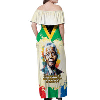 Nelson Mandela International Day 46664 Off Shoulder Maxi Dress Its In Our Hands - Batik Pattern