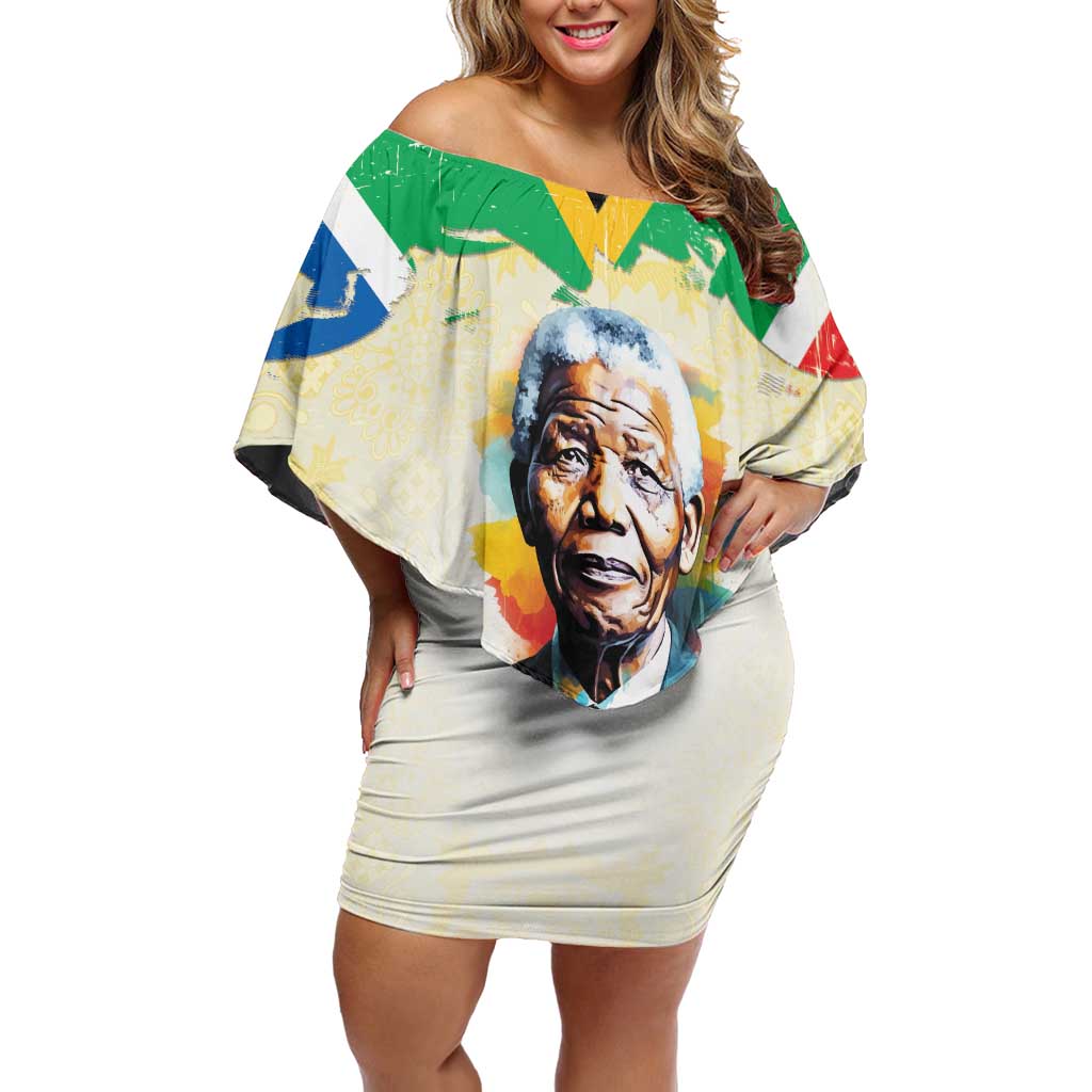 Nelson Mandela International Day 46664 Off Shoulder Short Dress Its In Our Hands - Batik Pattern