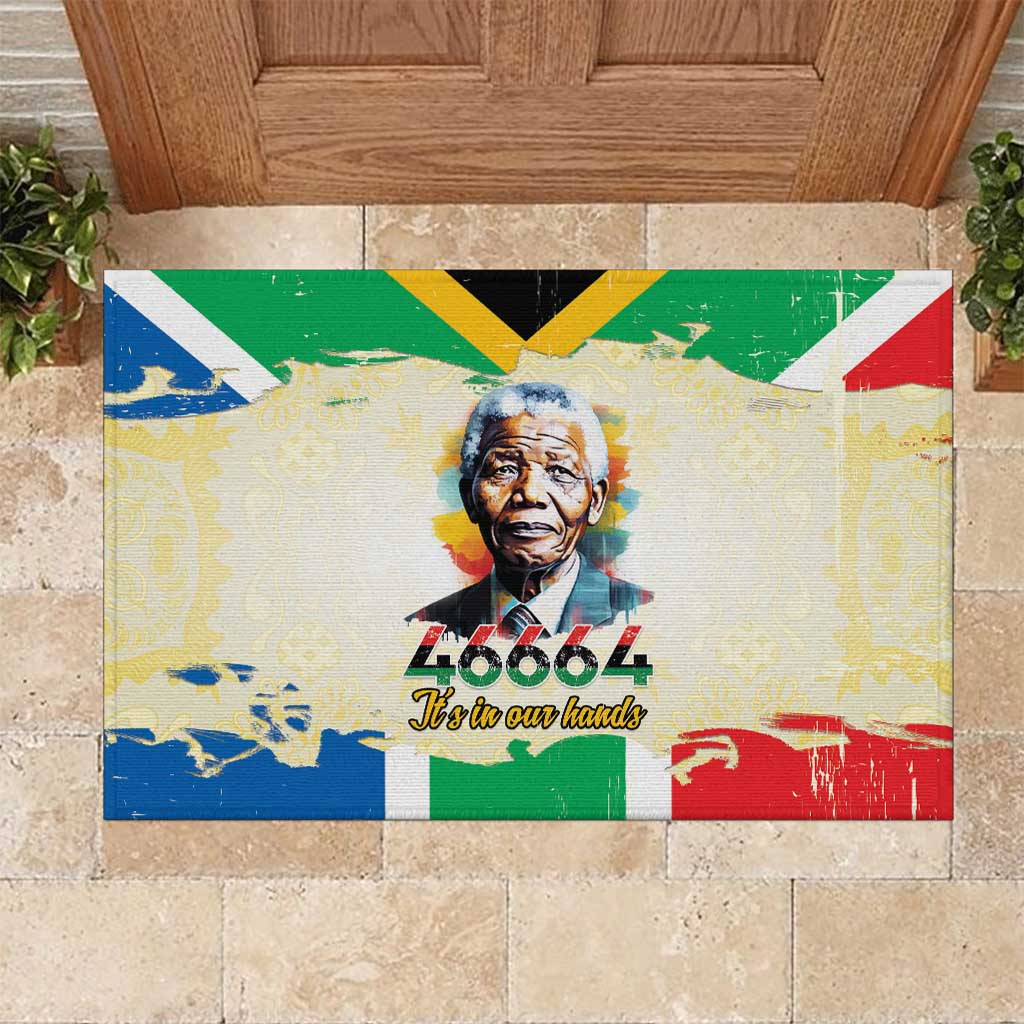 Nelson Mandela International Day 46664 Rubber Doormat Its In Our Hands - Batik Pattern
